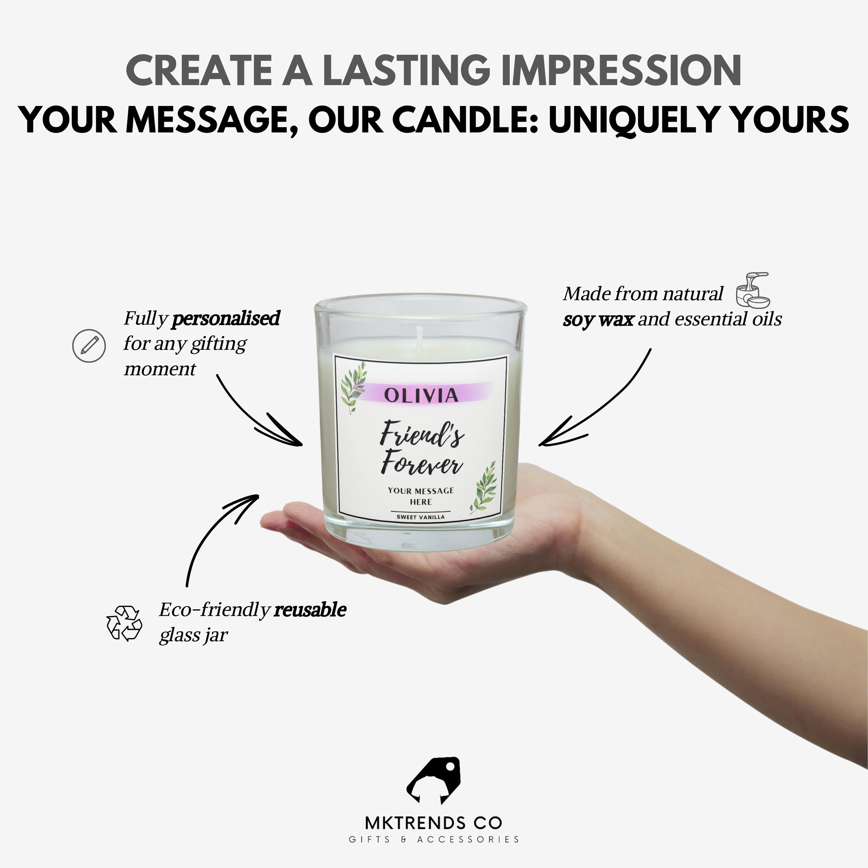 Friends Forever Personalised Candle Gift | Friendship Candle | Meaningful Gift for Friend | Forever Gift | Best Friend Gift | Name Message Etsy