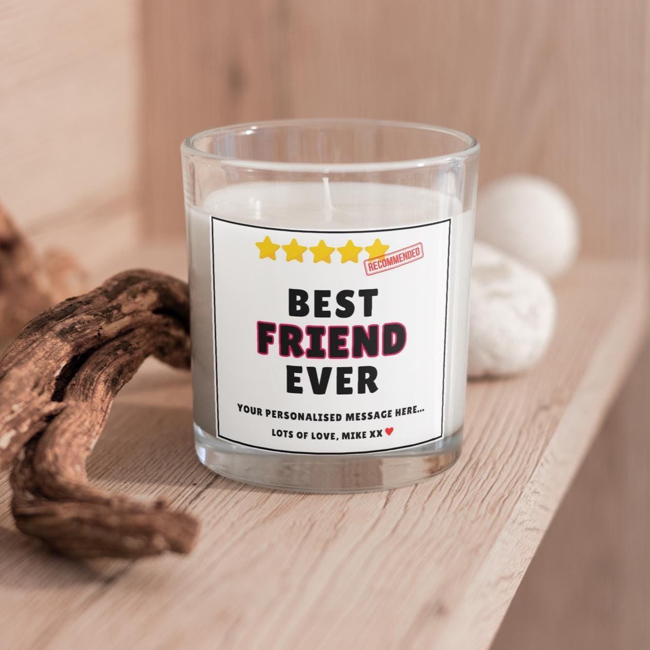 Best Friend Ever 5 Stars Personalised Candle | Funny Friendship Gift | BFF Gift | Novelty Friend Candle | Friend Message Appreciation Gift Etsy