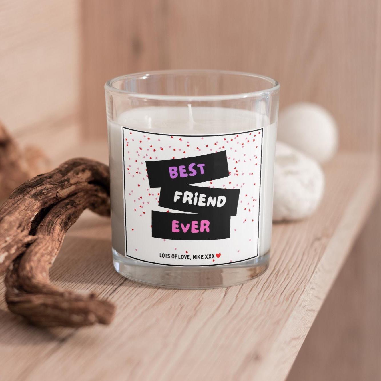 Best Friends Forever Personalised Candle Gift | Bestie for Life Candle | BFF Message Gift | Best Friends with Hearts | Personalised Friend Etsy