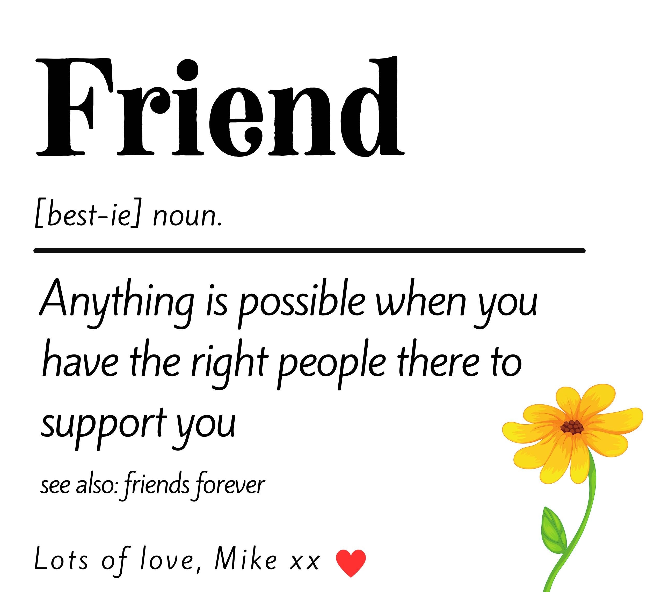 Friend Noun Quote Personalised Candle | Friend Noun Gift | Friend Definition Quote | Sentimental Friend Candle | Thoughtful Gift for Friends Etsy