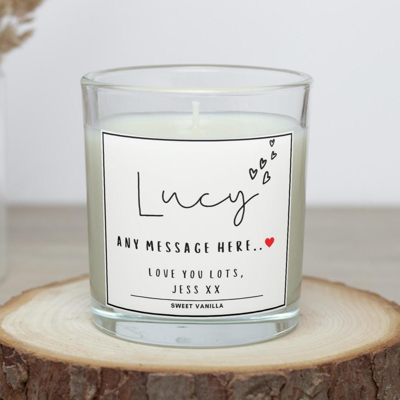 Name Message Personalised Candle Gift | Message Gift for Friend | Name Message Hearts Personalised Candle | Name Candle | Message Candle Etsy