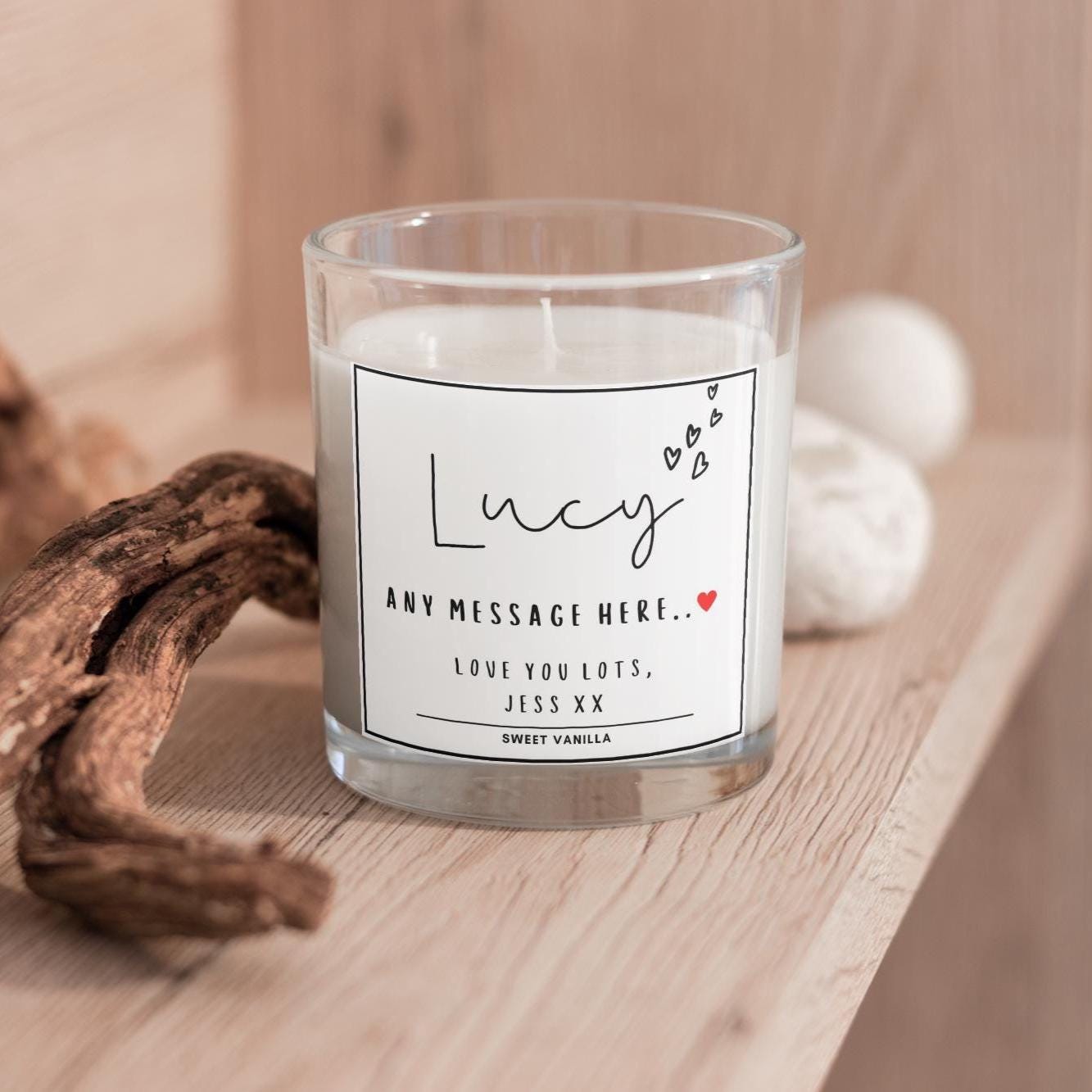 Name Message Personalised Candle Gift | Message Gift for Friend | Name Message Hearts Personalised Candle | Name Candle | Message Candle Etsy