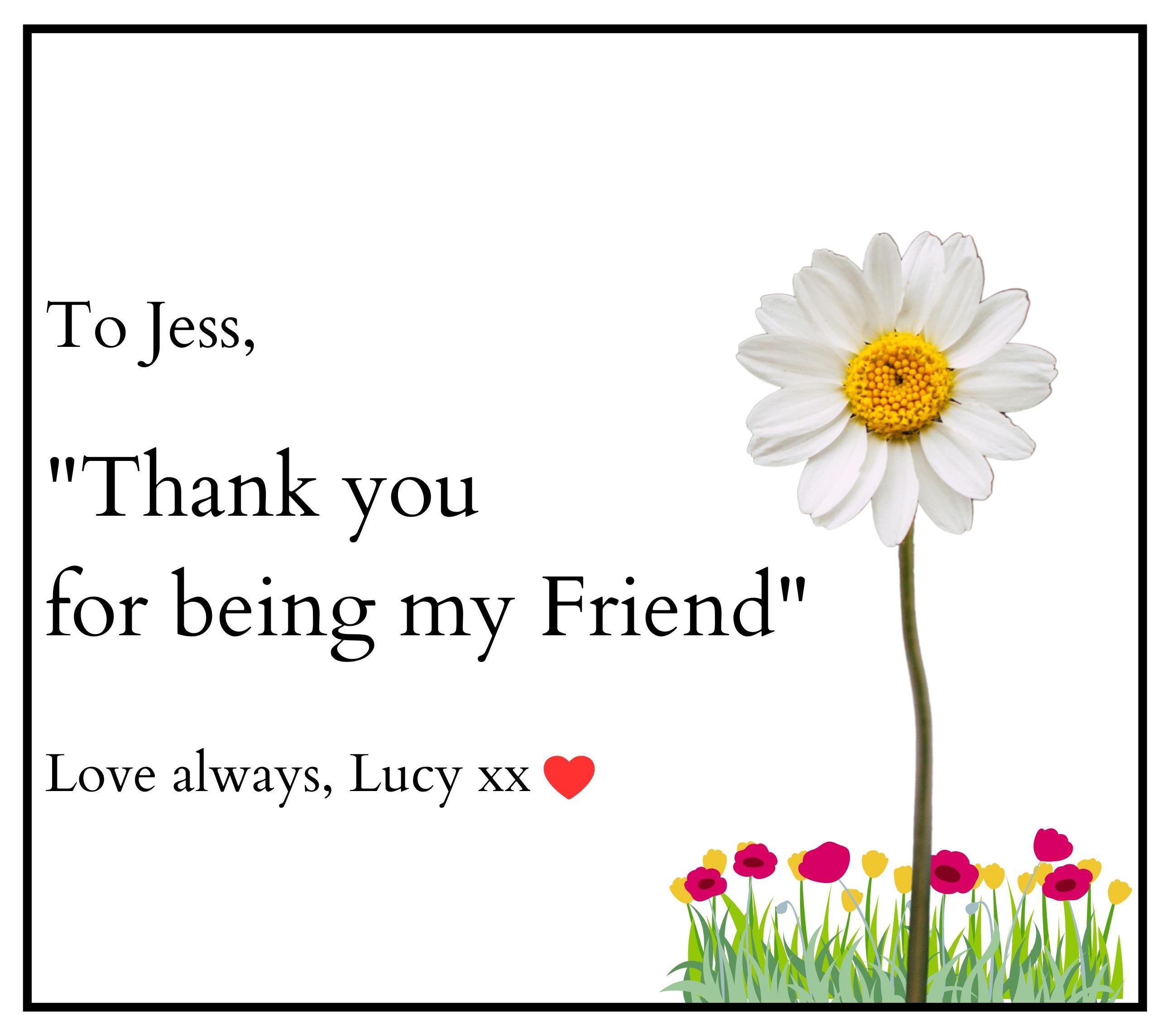 Thank You Friend Message Personalised Candle Gift | Thank You Gift for Friend | Friendship Keepsake | Thoughtful Candle Gift for Friend Etsy