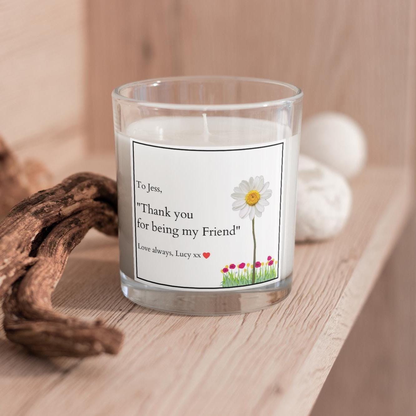 Thank You Friend Message Personalised Candle Gift | Thank You Gift for Friend | Friendship Keepsake | Thoughtful Candle Gift for Friend Etsy