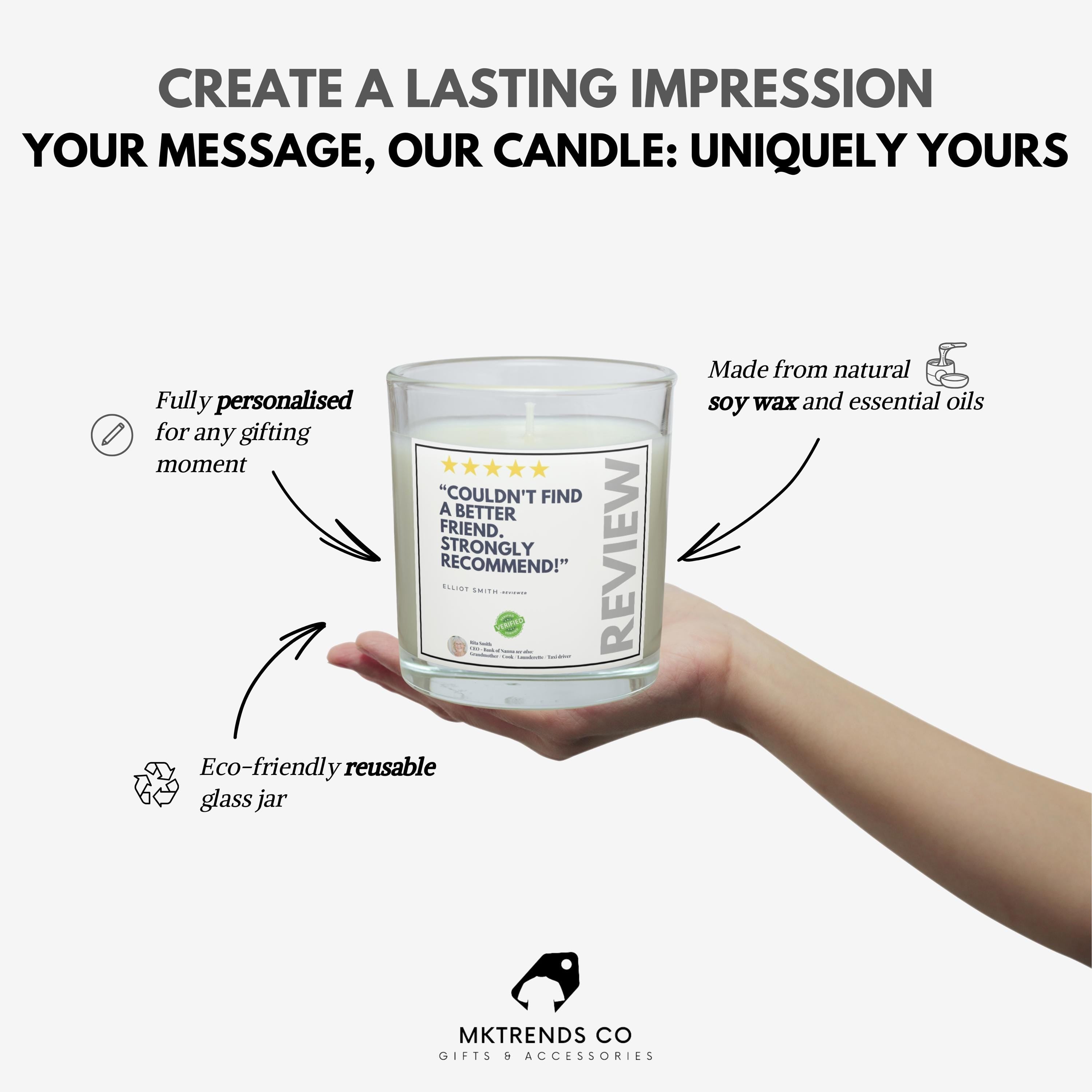 Funny Friend Review Personalised Candle | Novelty Gift for Friend | Funny Review for Friend | Best Friend Message Gift | Friend Joke Candle Etsy