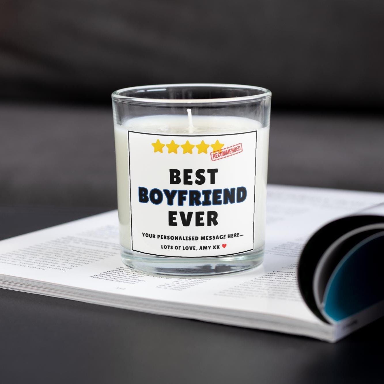 5 Star Best Boyfriend Ever Personalised Candle Gift | Funny Gifts for Boyfriend | Novelty Husband Gift | Funny Boyfriend Review Message Gift Etsy