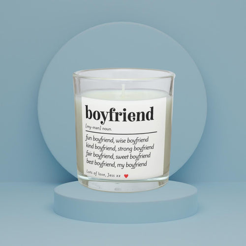 Boyfriend Noun Definition Personalised Candle Gift | Any Quote Boyfriend Gift | Husband Noun | Custom Message Gift | Romantic Message Gift Etsy