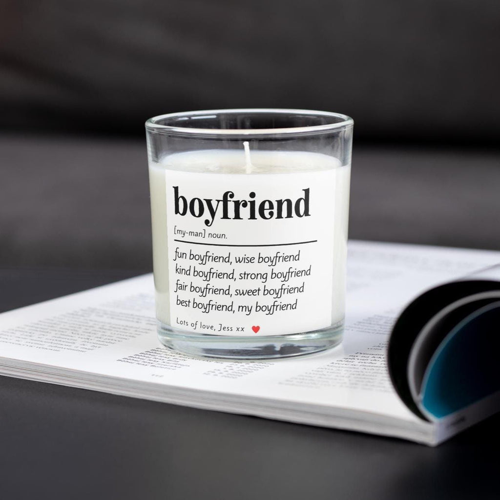 Boyfriend Noun Definition Personalised Candle Gift | Any Quote Boyfriend Gift | Husband Noun | Custom Message Gift | Romantic Message Gift Etsy