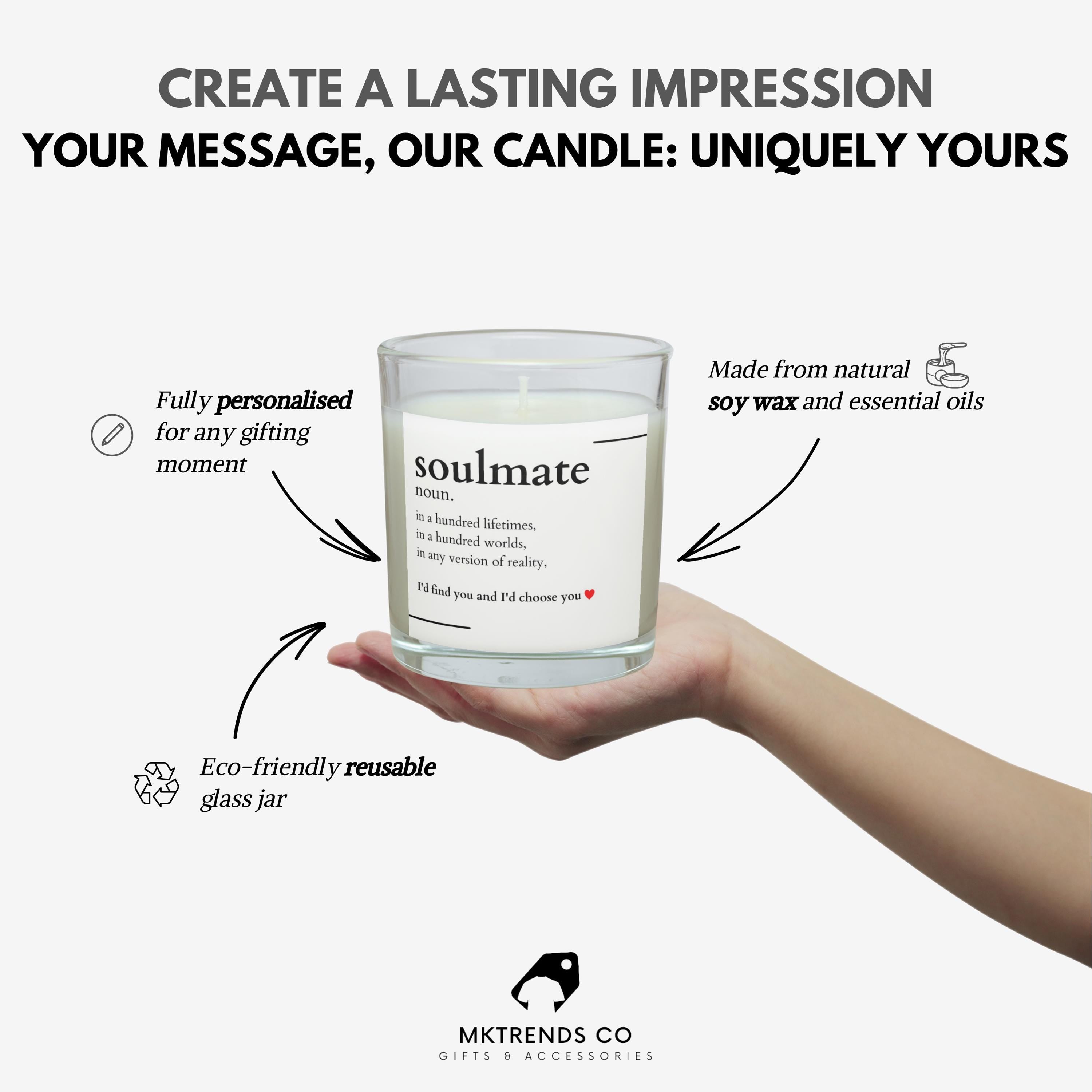 Soulmate Boyfriend Quote Message Personalised Candle | Cute Gift for Boyfriend | Romantic Gift for Husband | Any Message Custom Candle Gift Etsy