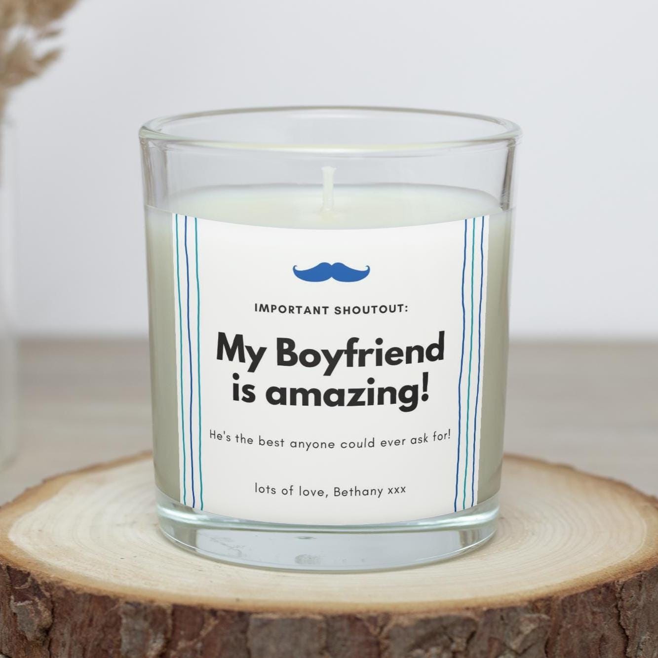 My Boyfriend is Amazing Personalised Candle Gift | Boyfriend Shoutout | Best Boyfriend Message Candle | Gift for Husband | Cute Candle Gift Etsy