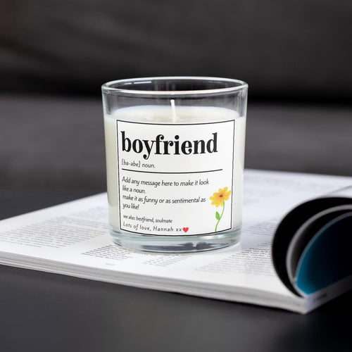 Boyfriend Noun Definition Personalised Candle Gift | Custom Boyfriend Quote Gift | Cute or Funny Boyfriend Gift | Romantic Message Boyfriend Etsy