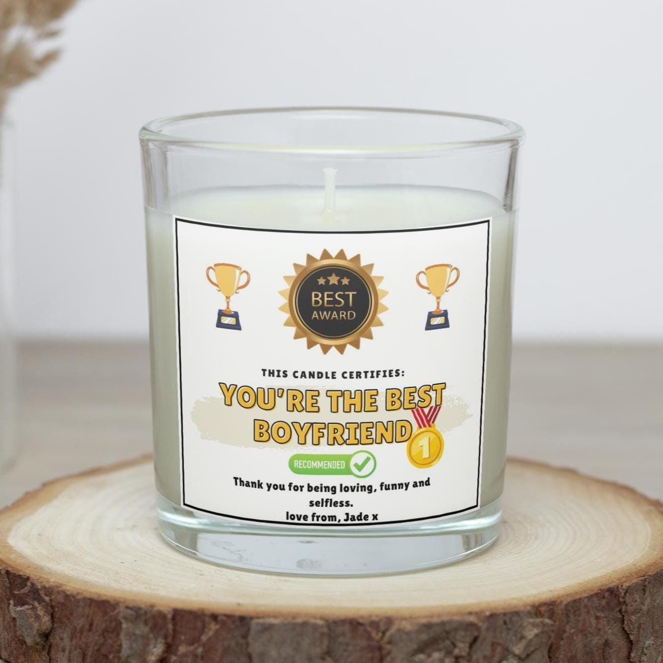 Best Boyfriend Award Certificate Personalised Candle Gift | Funny Boyfriend Award | Novelty Boyfriend Certificate Gift | Funny Anniversary Etsy