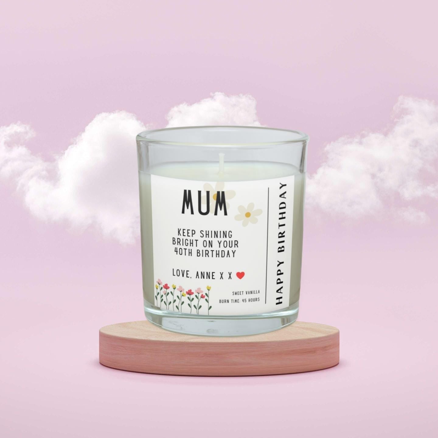 Happy Birthday Mum Flowers Personalised Candle | Birthday Gifts for Mum | Mother Birthday Candle | Happy Birthday Mum Message Custom Candle Etsy