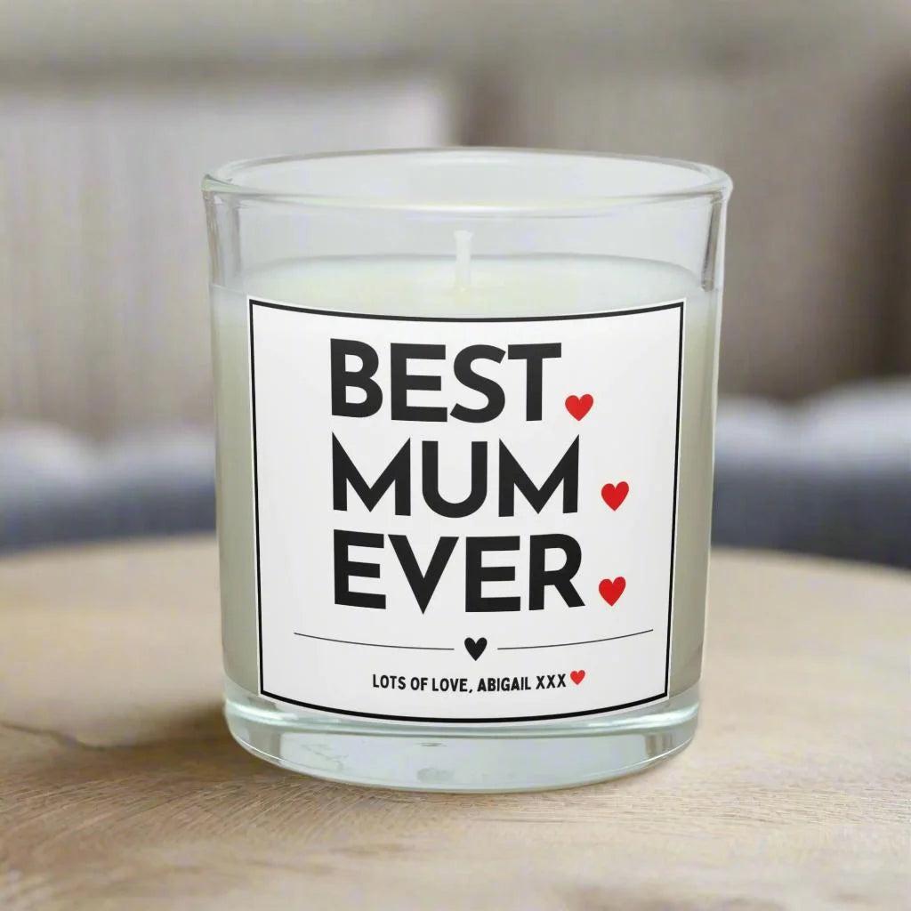 Best Mum Ever Personalised Candle | Best Mum Ever Gift | Best Mum Ever Hearts Candle | Gift for Mum | Mum Birthday | Mum Christmas Gifts Etsy