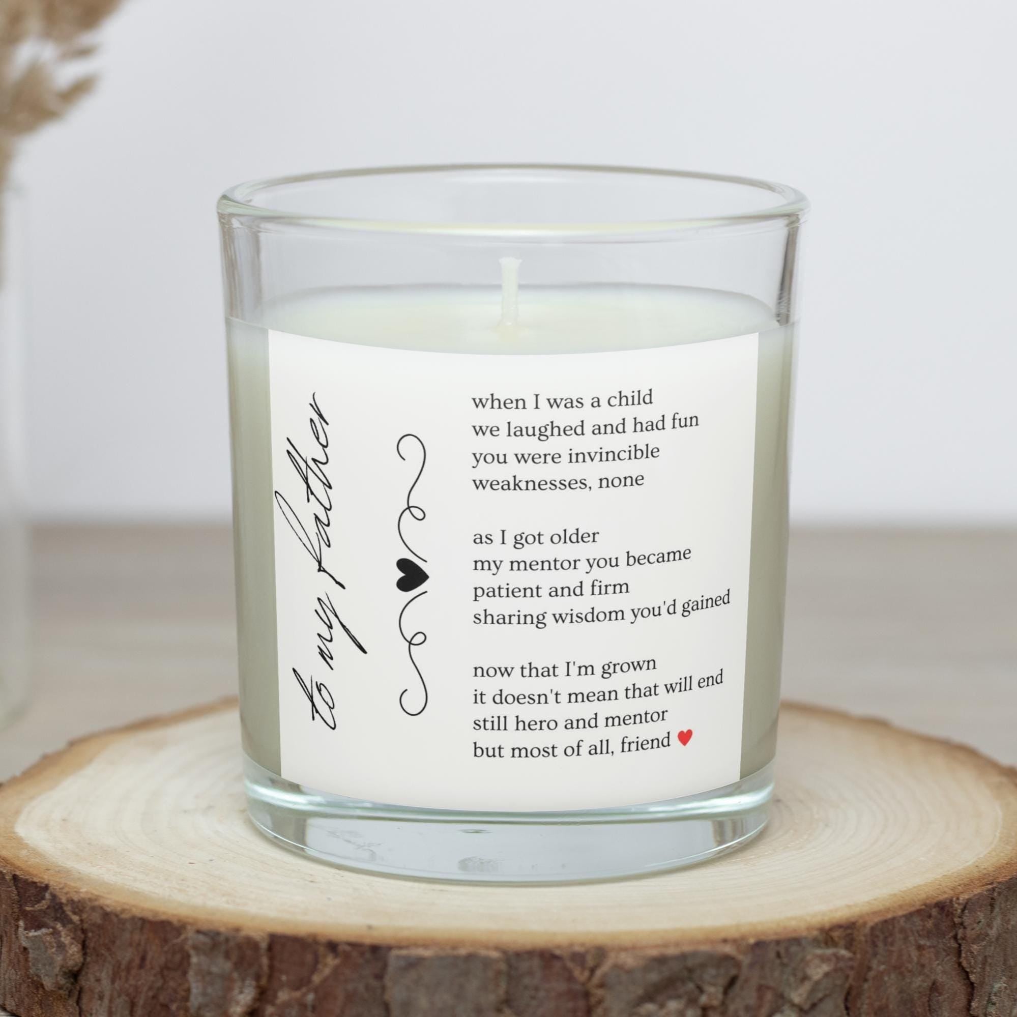 To my Father Message Personalised Candle | Dad Appreciation Gift | Message Poem Gift for Dad | Thank You Dad | Custom Message Gift for Dad Etsy