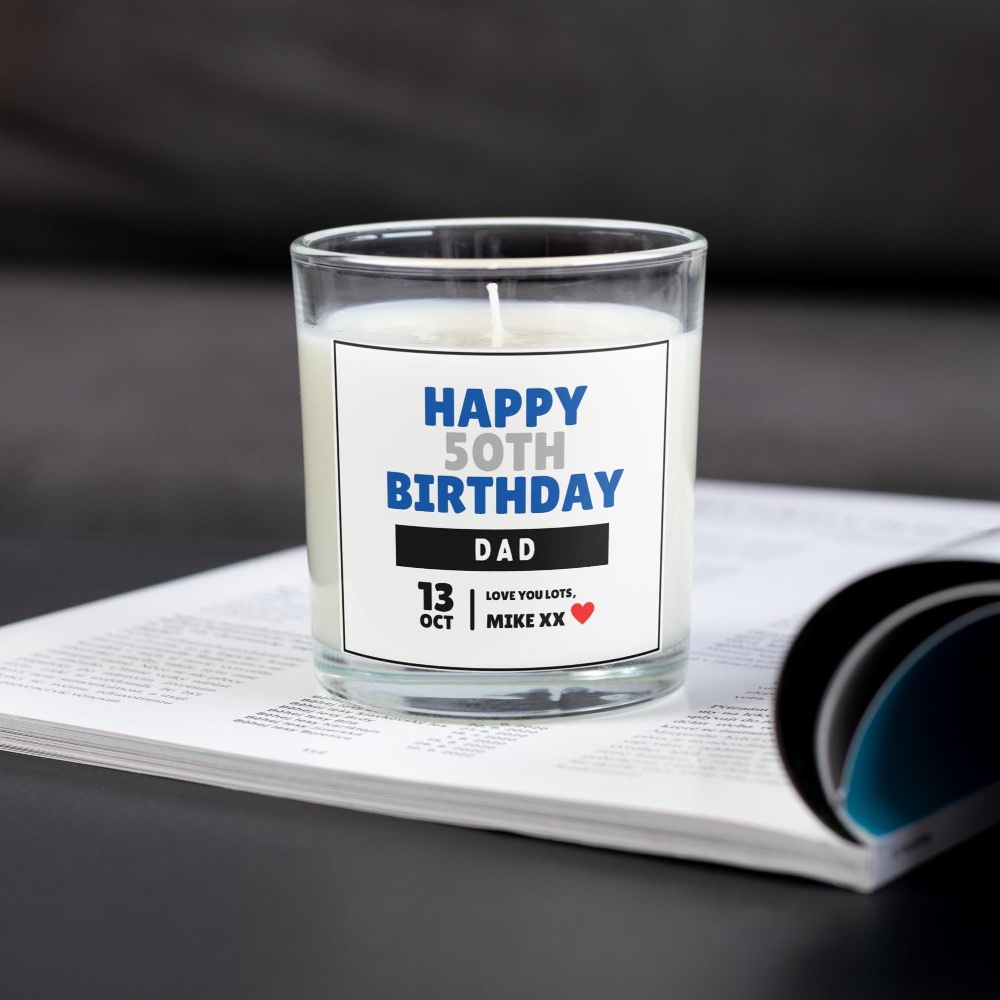 Happy Birthday Dad Personalised Candle Gift | Age & Message | Dad Birthday | From Son Birthday Gift | From Daughter | Dad Birthday Message Etsy