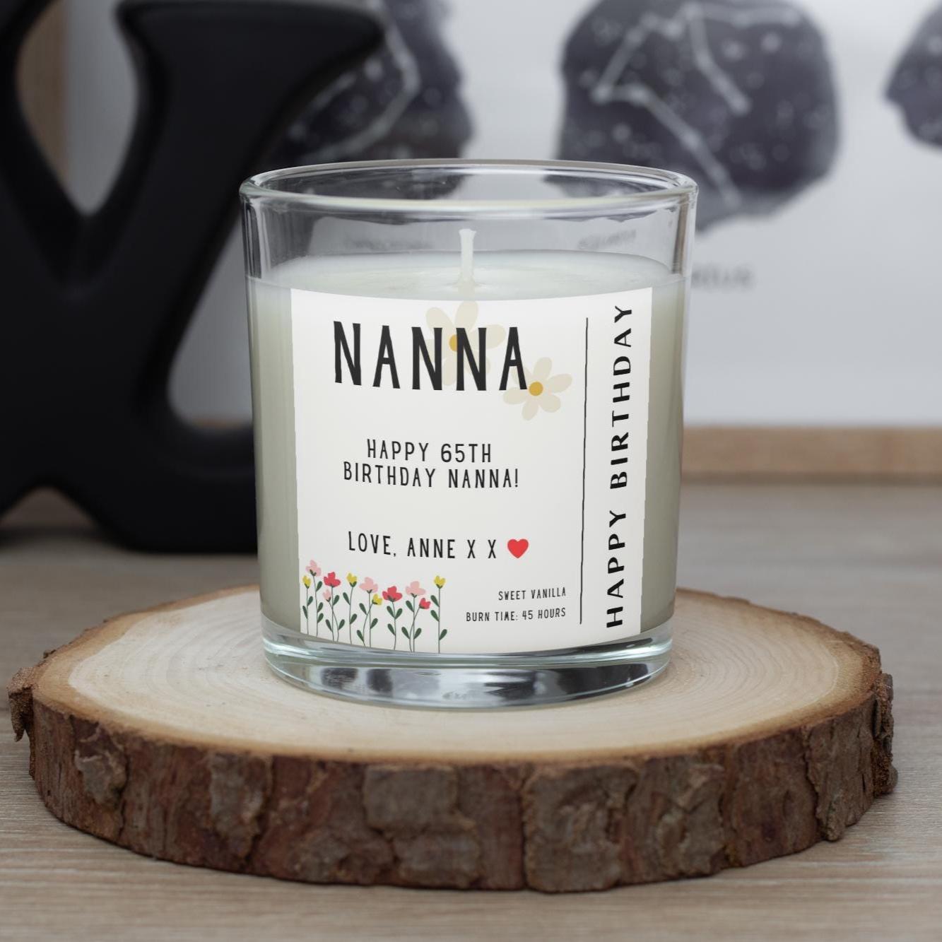 Happy Birthday Nanna Personalised Candle | Any Age Nanna Birthday Candle | Custom Birthday Message Gift for Nan | Grandma Birthday Candle Etsy