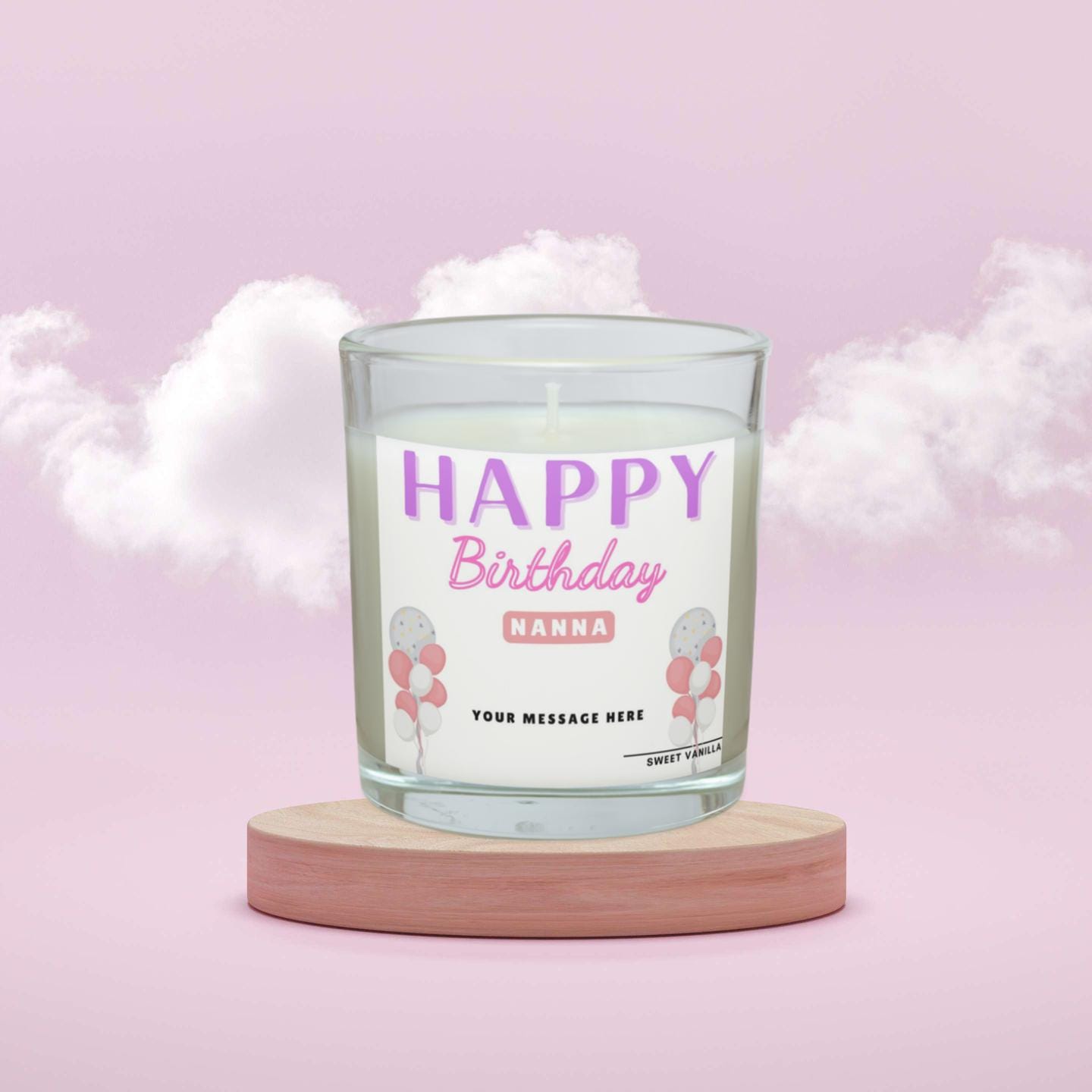 Nanna Happy Birthday Balloon Personalised Candle Gift | Happy Birthday Nan Gift | Grandma Happy Birthday Message Candle | Nanna Birthday Etsy