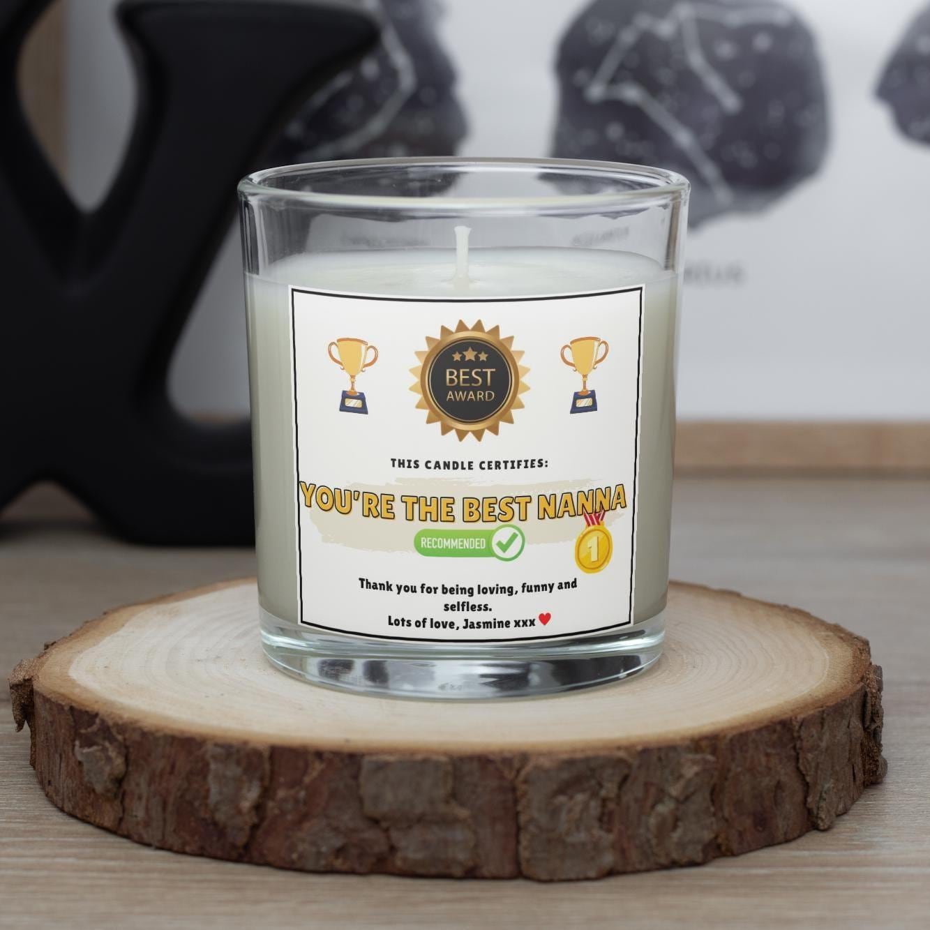 You're the Best Nanna Certificate Personalised Candle | Funny Nanna Gift | Novelty Nanna Award Candle Gift | Best Nanna Gifts | Nan Gifts Etsy