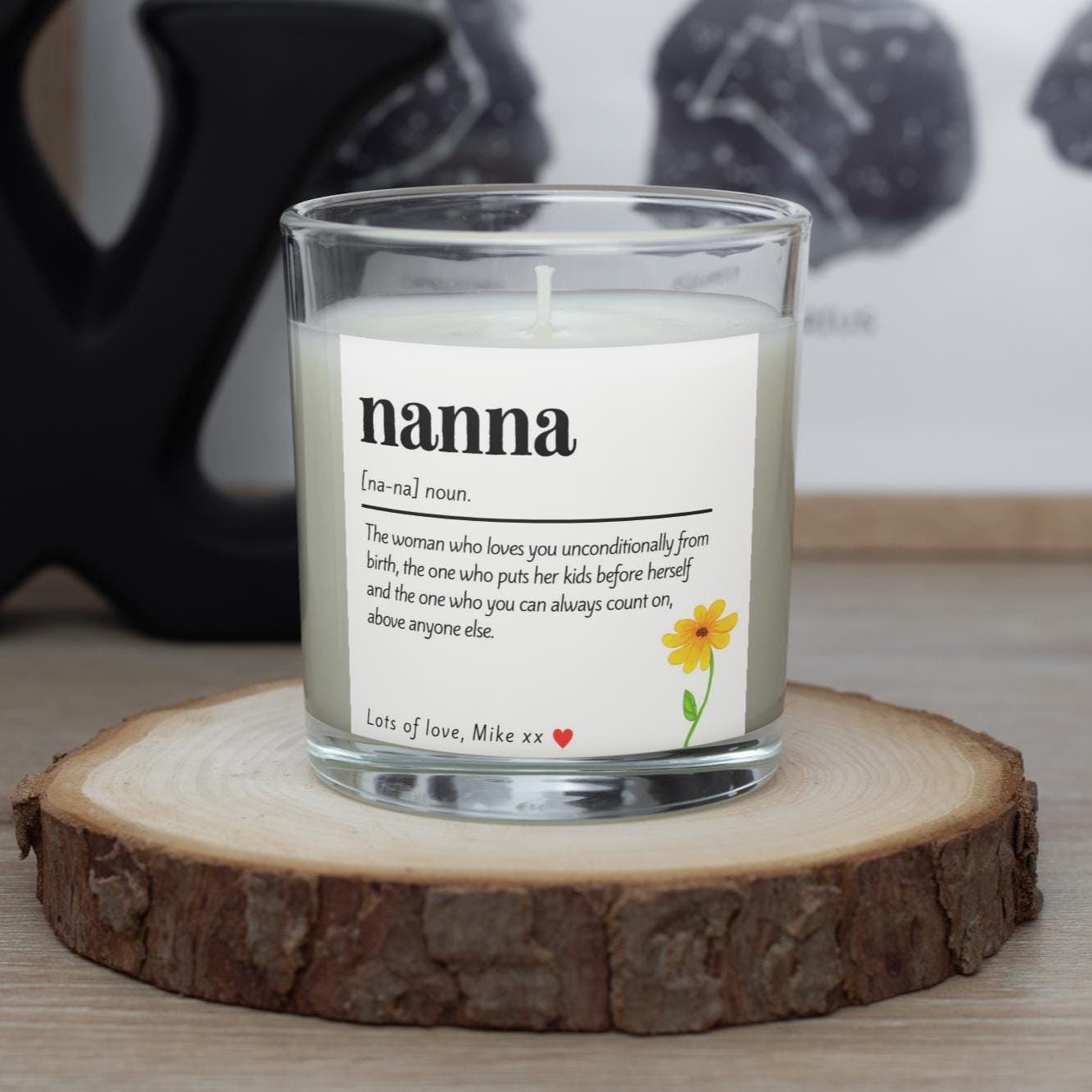 Personalised Nanna Flower Noun Candle | Gifts for Nanna | Nanna Noun Message | Best Nanna Gifts | Gifts for Grandma | To My Nanna Gift | Nan Etsy