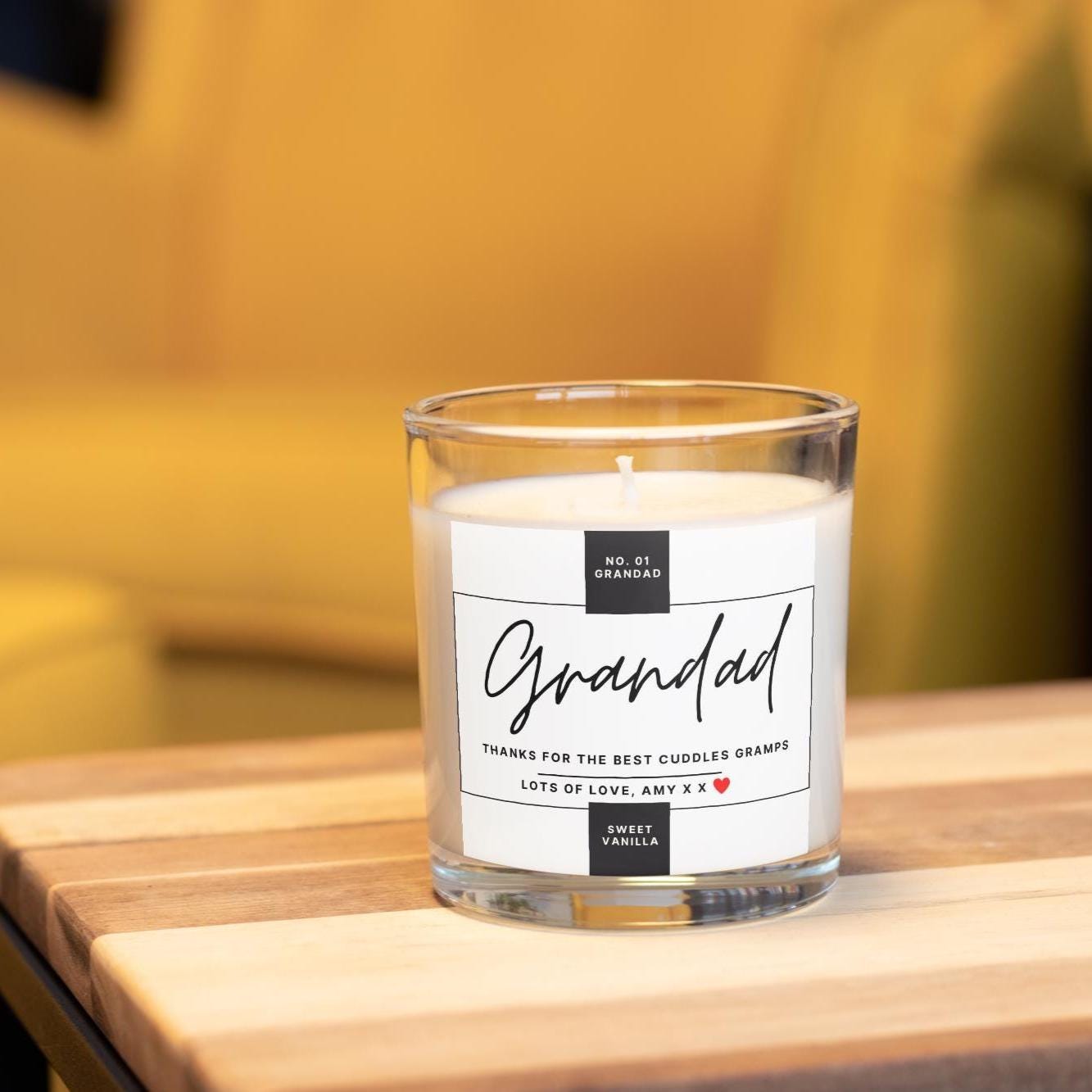Number 1 Grandad Personalised Candle | Number One Grandad Gift | Custom Grandad Message | Birthday Gift for Grandad | Thank You Grandad Gift Etsy
