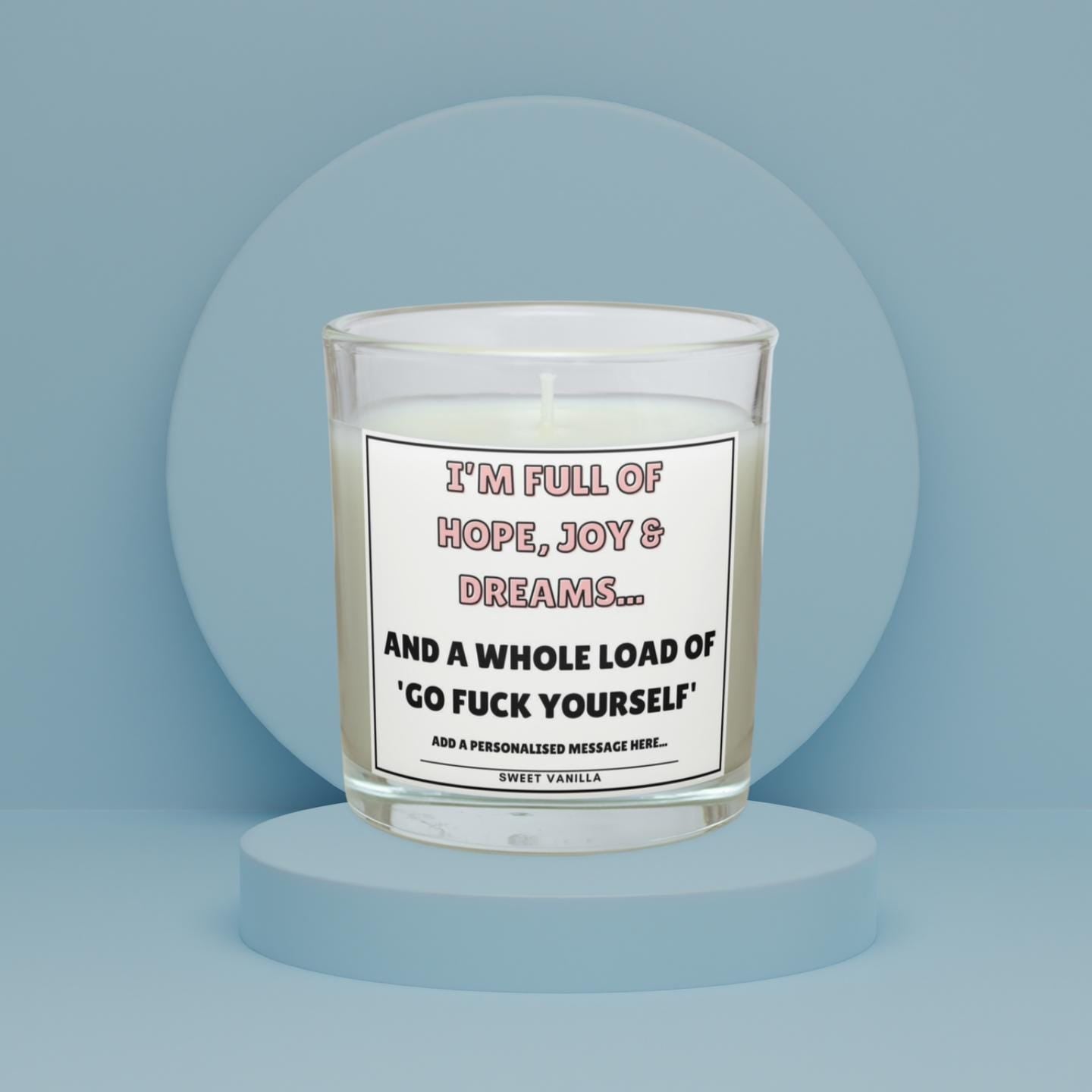 Go Fuck Yourself Personalised Candle | Funny Candle | Novelty Joke Gift | Funny Gift | Gifts For Friend | Humorous Gifts | LOL | Banter Gift Etsy