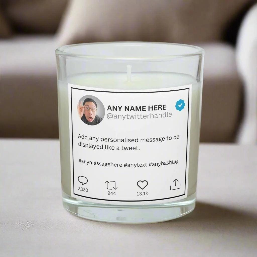 Twitter Post Personalised Candle | Funny Personalised Gift | Twitter Tweet Gift | Social Media Gift | Any Message | X Tweet | Twitter Tweet Etsy