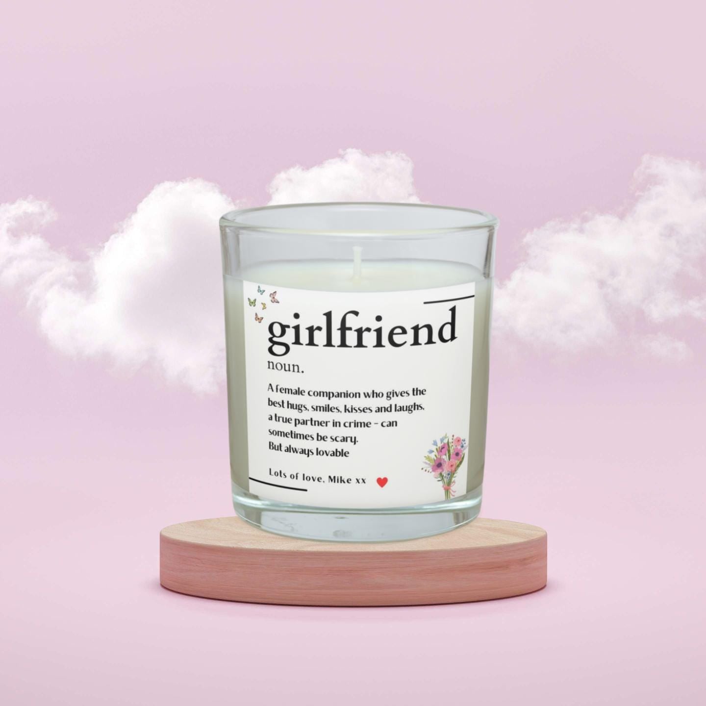 Girlfriend Noun Message Personalised Candle | Noun Definition Gift | Girlfriend Quote Gift | Anniversary Gift | Best Girlfriend Gifts Etsy
