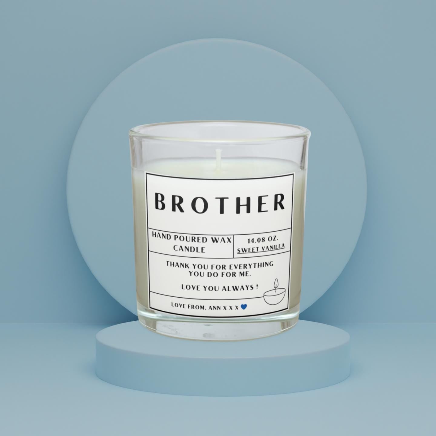 Brother Personalised Candle | Gifts for Brother | Brother Gifts | Thoughtful Brother Gift | Bro Candle | Birthday Candle | Christmas Gift Etsy