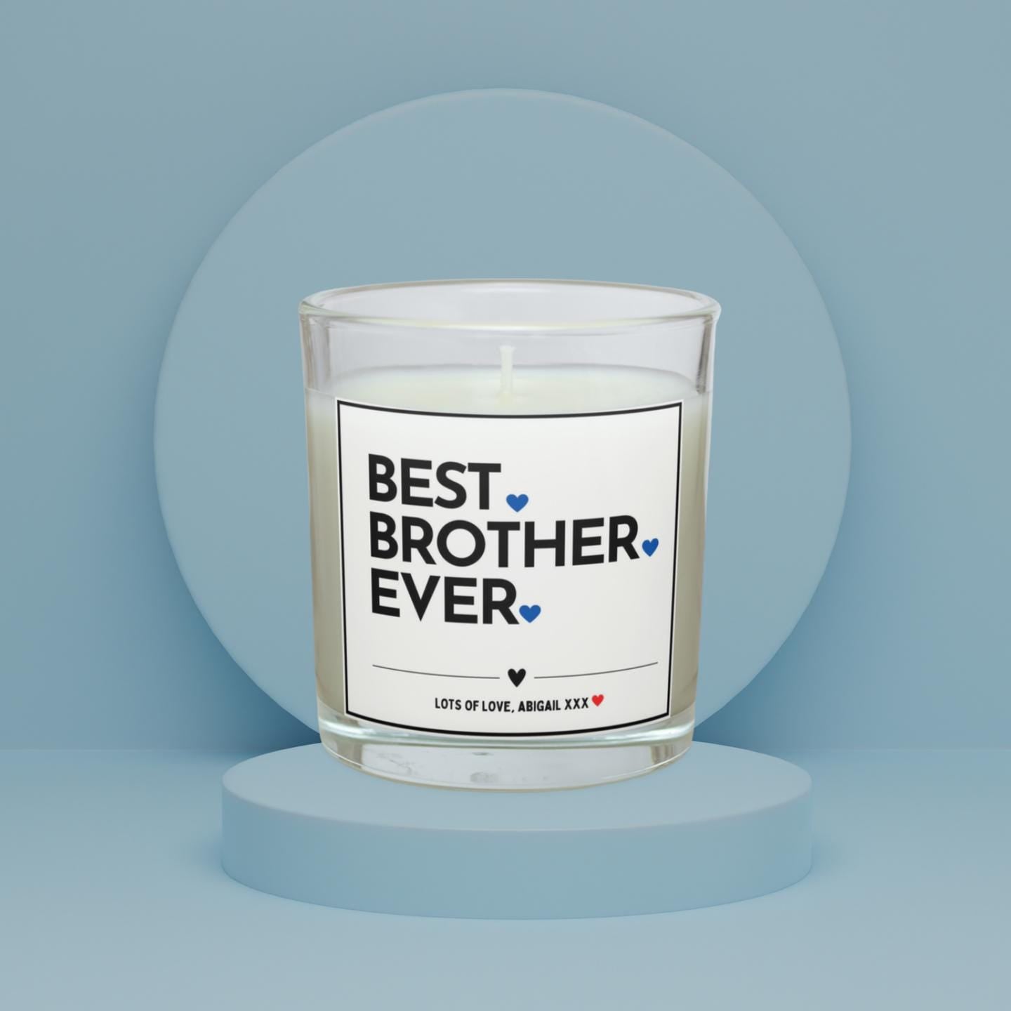 Best Bro Ever Hearts Personalised Candle | Best Brother Gift | Message Gift for Brother | Brother Candle | Birthday Gift | Christmas Gift Etsy