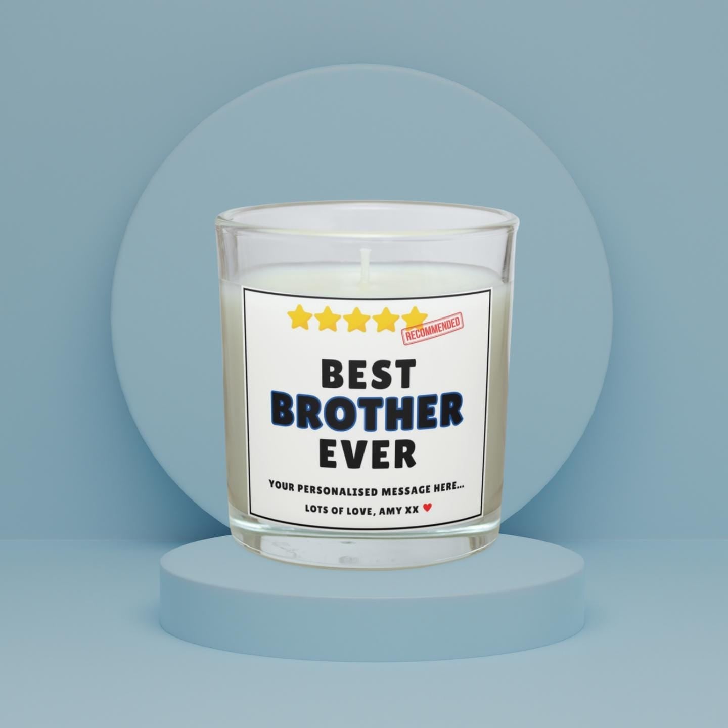Best Brother Ever 5-Stars Review Personalised Candle | Novelty Best brother Ever Review | Brother Birthday | Thank You Brother Candle Gift Etsy