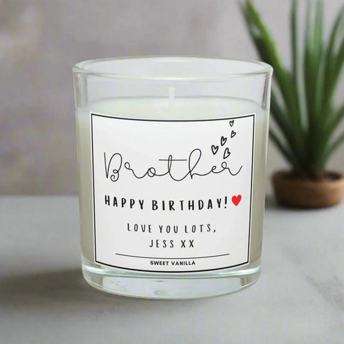 Brother Hearts Personalised Candle | Message Gift for Brother | Brother Birthday | Brother Christmas | Best Gifts for Brother | Personalised Etsy