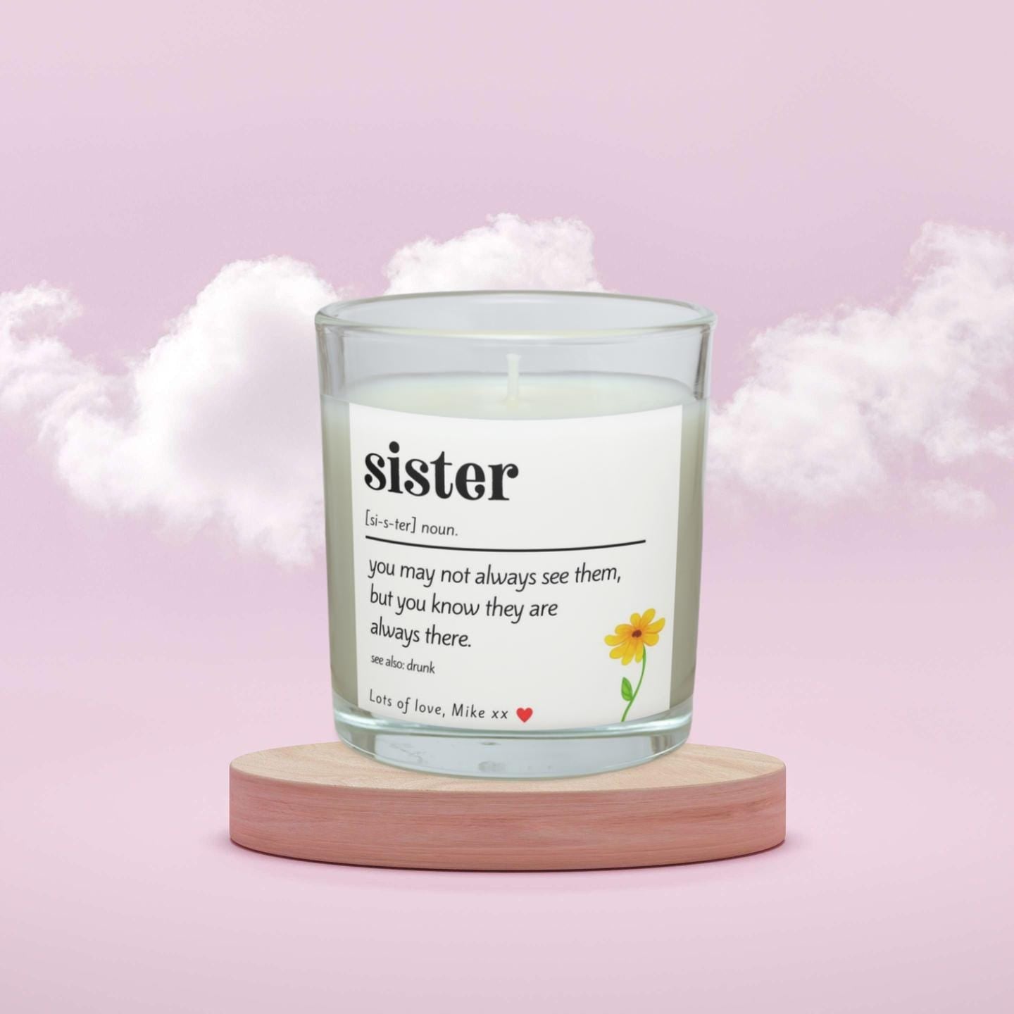 Sister Noun Quote Personalised Candle Gift | Gift for Sister | Sister Birthday Gift | Sister Christmas gift | Best Sister | Sister Candle Etsy