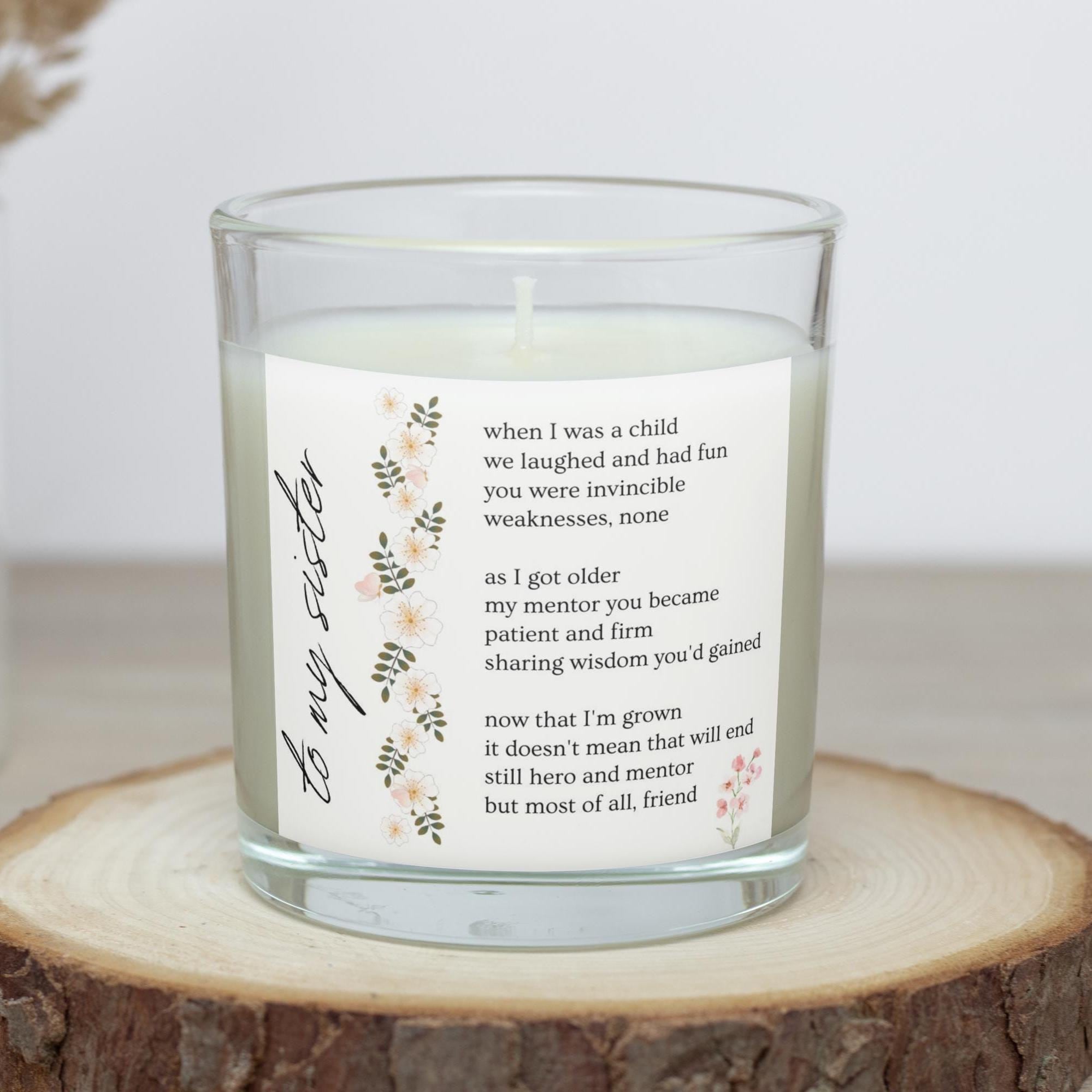 To my Sister Poem Personalised Candle Gift | Custom Sister Poem | Gift for Sister | Sister Message Quote Candle | Birthday | Christmas Gift Etsy