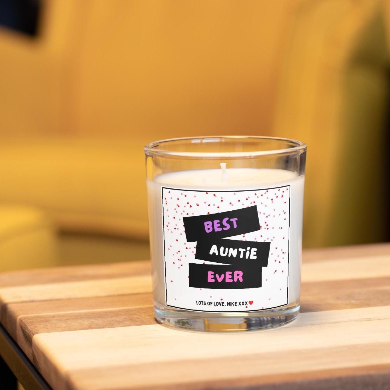 Best Auntie Ever Hearts Personalised Candle Gift | Gift from Niece and Nephew | Aunty Message Candle | Auntie Name Message Personalised Gift Etsy