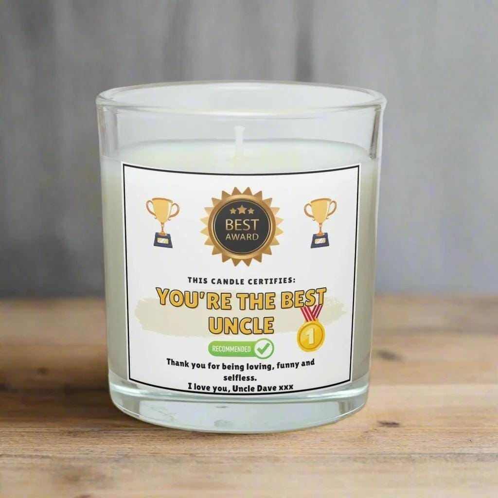 Funny Best Uncle Award Certificate Personalised Candle | Novelty Best Uncle Gift | Fun Uncle Candle | Uncle Birthday | Uncle Christmas Gift Etsy
