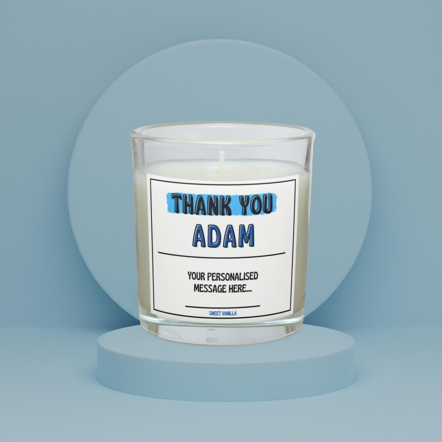 Thank You Name Personalised Candle | Thank You Gift for Him | Thank You Gift for Male | Appreciation Candle for Him | Thank you Message Gift Etsy