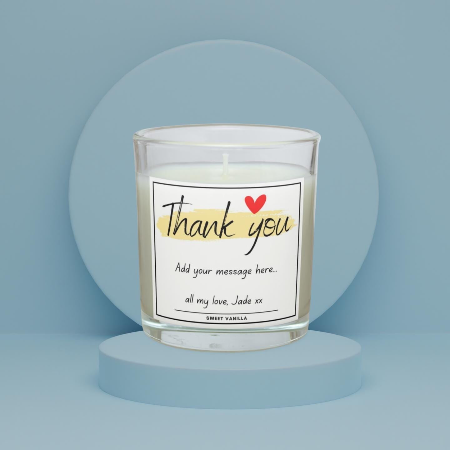 Thank You Personalised Candle | Thank You Gift | Pretty Thank you Gift | Thoughtful Thank You Gift | Gratitude Message Gift | Than You Gifts Etsy