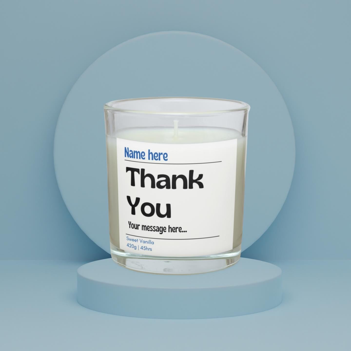 Thank You Personalised Candle | Thank You Gift for Him | Best Thank You Gift for Him | Thank You Message Candle Gift | Gift for Him | Thanks Etsy