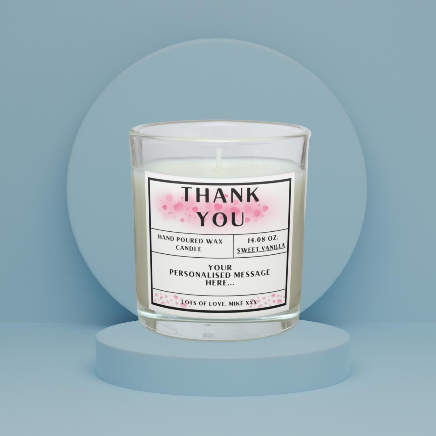 Thank You Candle for Her | Personalised Gift | Thank You Appreciation Candle | Girlie Thank You Gift | Thoughtful Thank You Message Candle Etsy