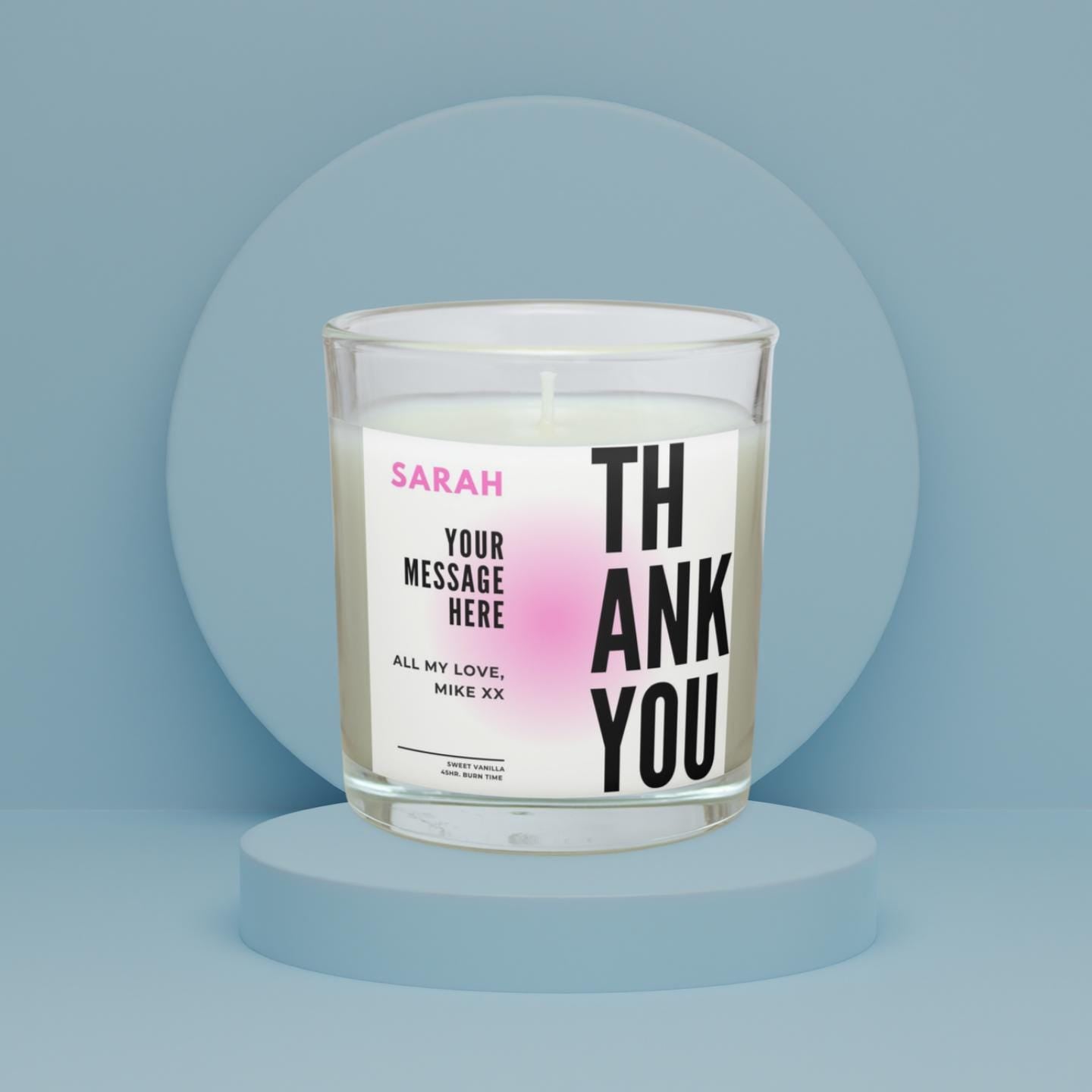 Thank You Gift for Her | Personalised Candle | Name Message Gift | Appreciation Candle | Thank You Present for Her | Personalised Thank You Etsy