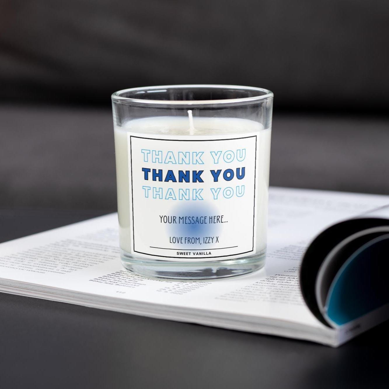 Blue Thank You Gift for Him | Personalised Thank You Candle | Thank You Brother | Thank You Husband | Son Gift | Thank You Friend Candle Etsy