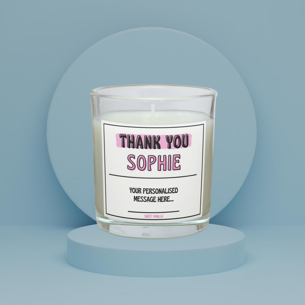 Pink Thank You Name Gift for Her | Personalised Thank You Candle | Cute Appreciation Candle Gift | Thank You Name Gift for Her | Thank You Etsy