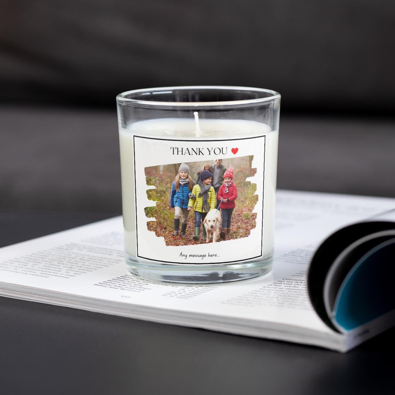 Photo Thank You Message Gift | Personalised Thank You Candle | Thank You Photo Message Gift | Any Photo Thank You Candle | Thank You Photo Etsy