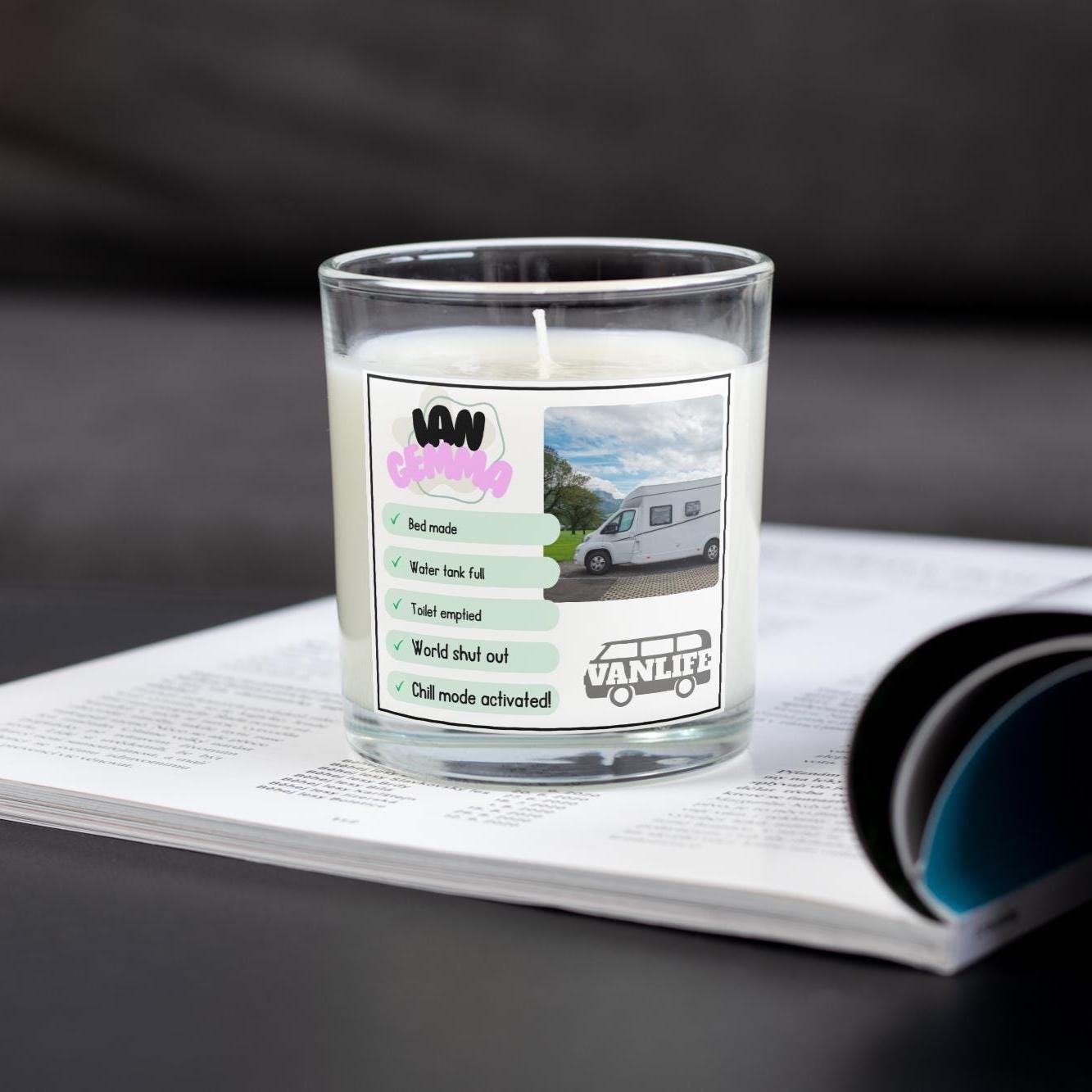 Motorhome Checklist Personalised Photo Candle | Vanlife gift | Campervan Gift | Motor homing | Motorhome decoration | Vanlife Travel candle Etsy