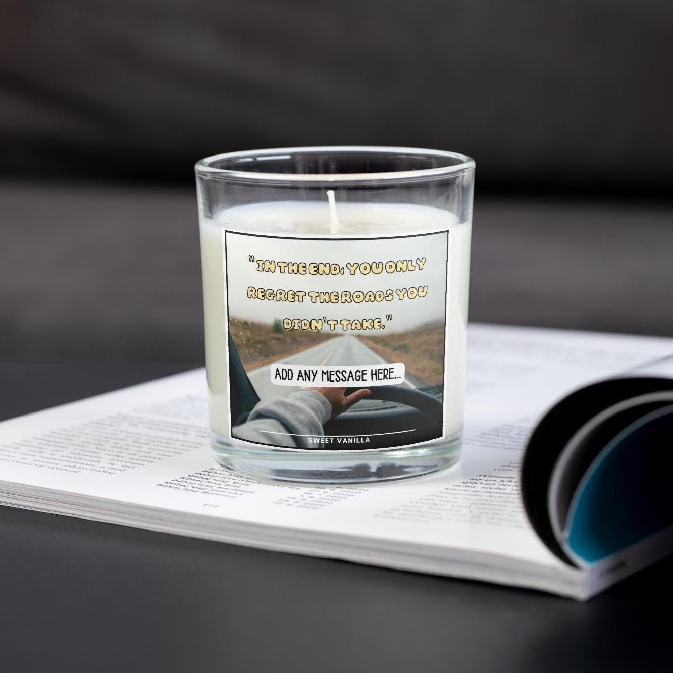 Roads You Didnt Take Personalised Candle | Vanlife Decor | Campervan Quote | Motorhome Quote | Vanlife Accessories | Personalised Message Etsy