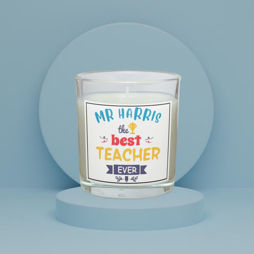 Best Teacher Name Personalised Candle | Best teacher Ever Candle Gift | End of Term Teacher | Trophy Teacher Gift | Personalised School Gift Etsy