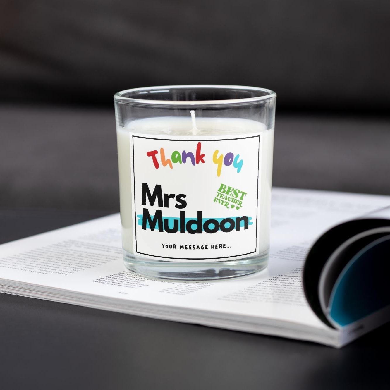 Thank You Teacher Personalised Candle | Gift for Teacher | Thank You Teacher Gift | Teacher School Gift | End of Year Teacher Appreciation Etsy