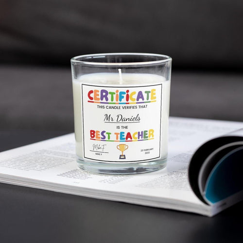 Best Teacher Certificate Personalised Candle | Gift for Teacher | Teacher Certificate Gift | Funny Teacher Gift | Best Teacher Gift | Candle Etsy