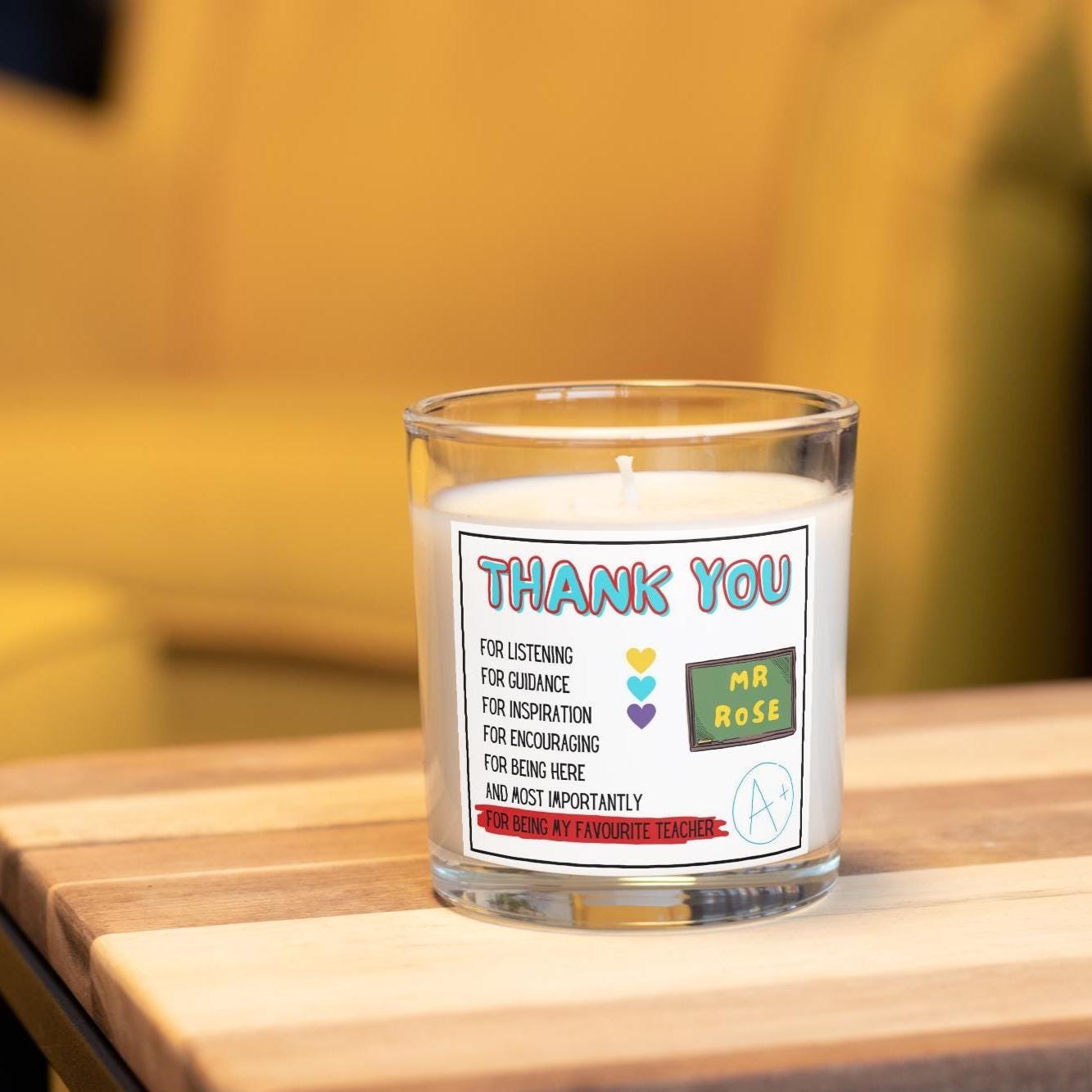 Thank You for being my Favourite Teacher Personalised Candle | Gift for Teacher | Teacher Thank You Gift | Personalised Teacher Message Gift Etsy